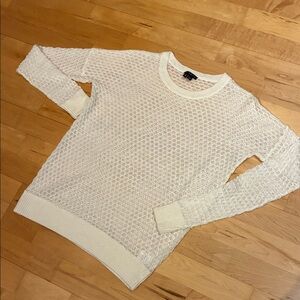 Theory White Linen Viscose Blend Crew Neck Sweater